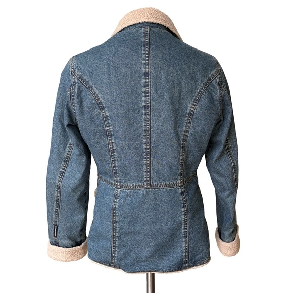 CoffeeShop Denim Jacket, Faux Fur Lining, Sz S - Picture 2 of 12
